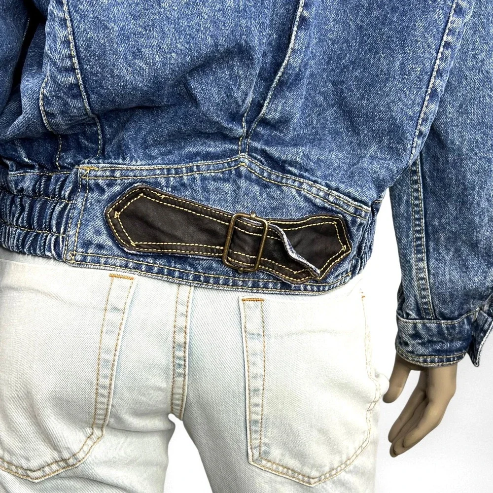 Vintage 80s NEW YORK GIRL Denim‎ Bomber Jacket S